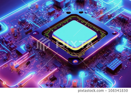 Computer CPU wiring board image AI-generated image - Stock Illustration ...