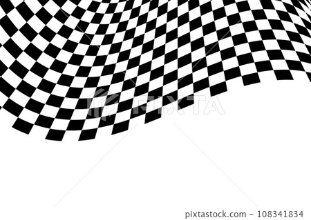Waving race flag background. Motocross, rally, sport car competition wallpaper. Warped black and white squares pattern. Checkered winding texture. Distorted chessboard layout Waving race flag background. Motocross, rally, sport car competition wallpaper. Warped black and white squares pattern. Checkered winding texture. Distorted chessboard layout 108341834