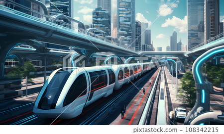 Futuristic City Advanced Transportation Realistic Illustration Futuristic City Advanced Transportation Realistic Illustration 108342215