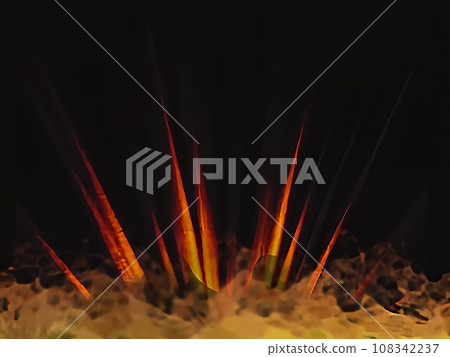 Burning flames clinging to concentrated lines 04 108342237