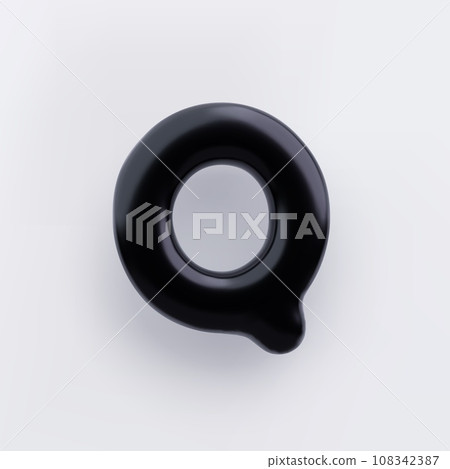 3D Black letter Q with a glossy surface on a white background . 3D Black letter Q with a glossy surface on a white background . 108342387