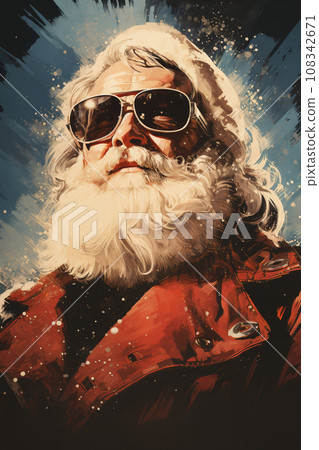Portrait of hard strong Santa, serious man in eyeglasses 108342671