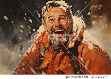 Portrait of Santa, he is cheerful and joyful, winter, snow covered forest Portrait of Santa, he is cheerful and joyful, winter, snow covered forest 108342735