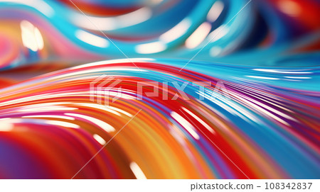 Colorful rainbow glass swirl. The swirl is made up of a variety of a red, orange, yellow, green, blue, and purple. 108342837