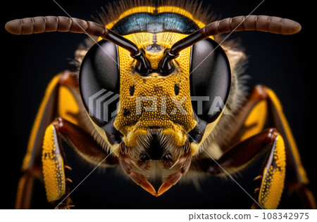 Extreme sharp and detailed study of wasp head 108342975