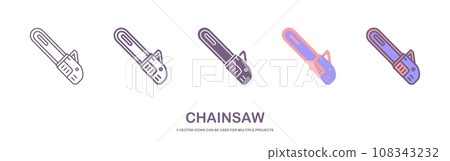 Industry chainsaw icon. Outline industry chainsaw vector icon for web design isolated on white background 108343232