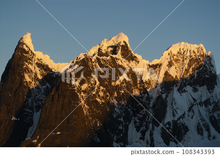 Lemaire strait coastal landscape, mountains and icebergs, Antarctic Peninsula, Antartica. 108343393