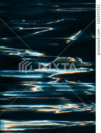 Old film overlay. Light flare noise. Glitched screen texture. Orange blue white glow defect dust scratches on dark black illustration abstract background with free space. Old film overlay. Light flare noise. Glitched screen texture. Orange blue white glow defect dust scratches on dark black illustration abstract background with free space. 108343531