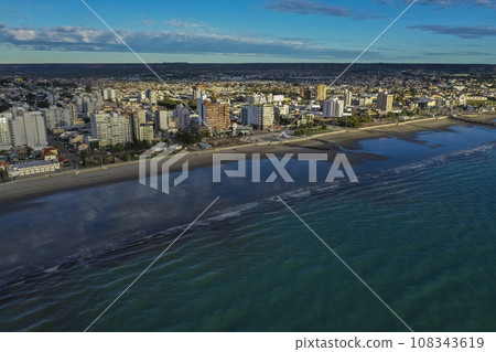 Puerto Madryn City, entrance portal to the Peninsula Valdes natural reserve, World Heritage Site, Patagonia, Argentina. Puerto Madryn City, entrance portal to the Peninsula Valdes natural reserve, World Heritage Site, Patagonia, Argentina. 108343619