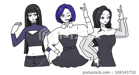 Three K-pop style female idols (white background) 108343710