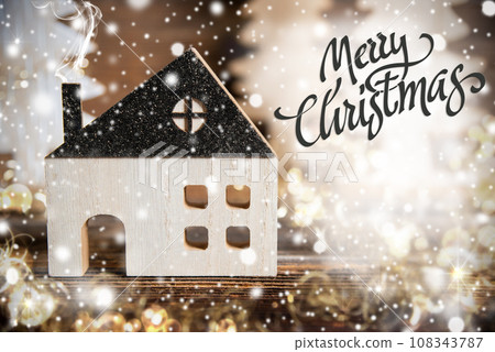 Text Merry Christmas, House, Christmas or Winter Background Text Merry Christmas, House, Christmas or Winter Background 108343787
