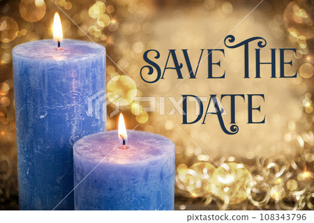 Text Save The Date, Candles, Warm Atmosphere, Christmas, Winter Text Save The Date, Candles, Warm Atmosphere, Christmas, Winter 108343796