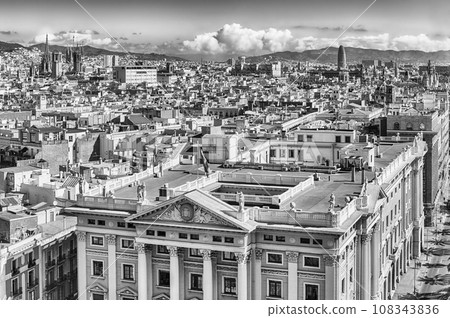 Aerial view of the Gothic Quarter, Barcelona, Catalonia, Spain Aerial view of the Gothic Quarter, Barcelona, Catalonia, Spain 108343836