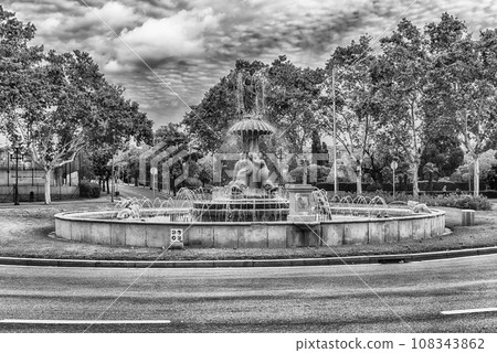 Fountain in Plaza de Sant Jordi, Montjuic, Barcelona, Catalonia, Spain 108343862