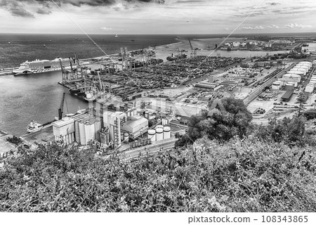 Aerial view over the Port of Barcelona, Catalonia, Spain Aerial view over the Port of Barcelona, Catalonia, Spain 108343865