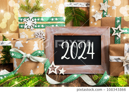 Text 2024, Sustainable Winter Decor, Christmas Background Text 2024, Sustainable Winter Decor, Christmas Background 108343866