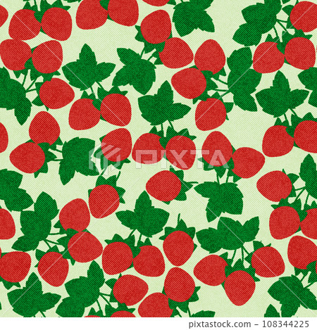 Retro textured strawberry seamless illustration yellow green 108344225