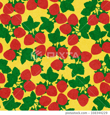 Retro textured strawberry seamless illustration yellow 108344229
