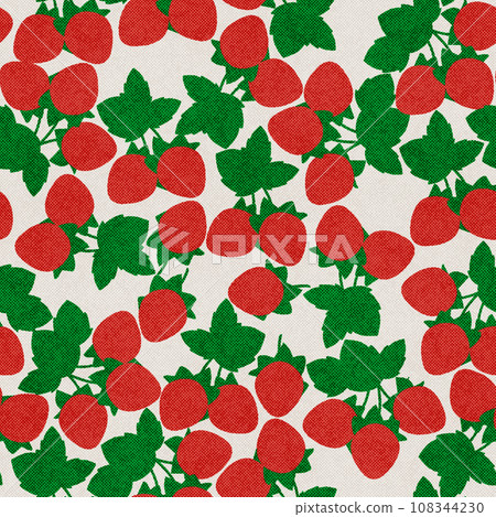 Retro textured strawberry seamless illustration white 108344230