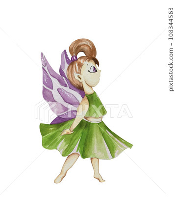 Set with fairy girls. funny cute flower fairy. for postcards and design 108344563