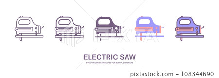 Steel cut off machine icon, linear isolated illustration, thin line vector, web design sign, outline concept symbol with editable stroke on white background. 108344690