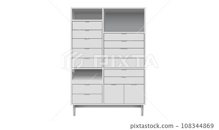 white showcase cabinet on the white background	 108344869