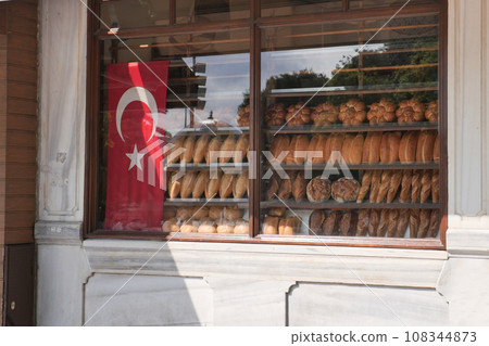 fresh baked breads at Farmers Market shelves in istanbul . fresh baked breads at Farmers Market shelves in istanbul . 108344873