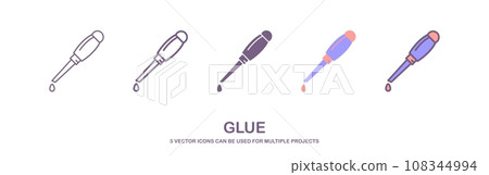 thin line icon putting glue, sealant from a tube. glue icon in trendy style. set of glue icon. vector illustration. thin line icon putting glue, sealant from a tube. glue icon in trendy style. set of glue icon. vector illustration. 108344994