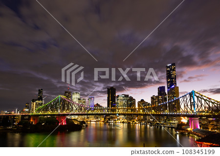 Story Bridge and Brisbane Skyline in Australia Story Bridge and Brisbane Skyline in Australia 108345199