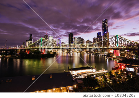 Story Bridge and Brisbane Skyline in Australia 108345202