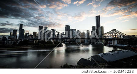 Story Bridge and Brisbane Skyline in Australia Story Bridge and Brisbane Skyline in Australia 108345228