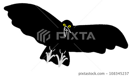 Illustration of a flying crow danger caution scary black crow bird Illustration of a flying crow danger caution scary black crow bird 108345237