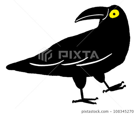 行走的烏鴉危險警告可怕的黑烏鴉鳥的插圖 108345270
