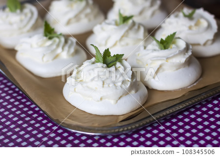Meringue French dessert. Homemade sweet food. 108345506
