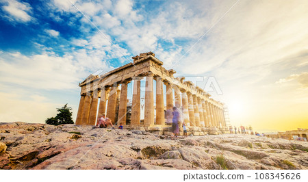 Panoramic view of the Parthenon at sunset Panoramic view of the Parthenon at sunset 108345626