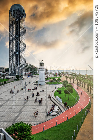View of old Pitsunda Lighthouse In Miracle Park, Batumi 108345729