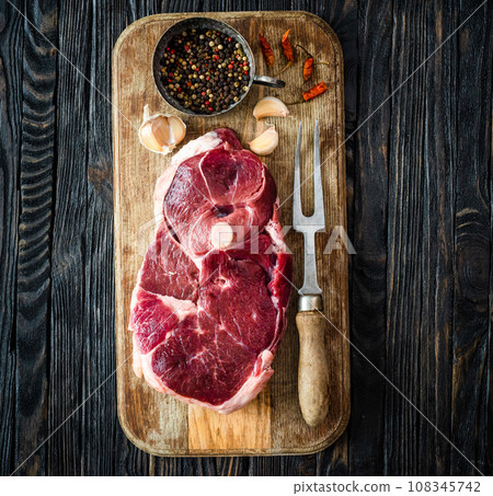 Piece of raw lamb meat Piece of raw lamb meat 108345742