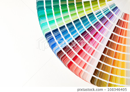 Paint color swatches book isolated on white Paint color swatches book isolated on white 108346405