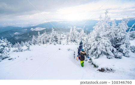 Tourist group trekking along route 108346760