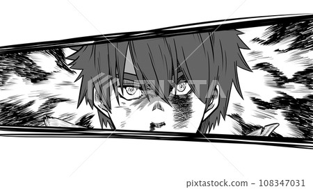 Cut-in illustration of a very angry face (monochrome) Cut-in illustration of a very angry face (monochrome) 108347031