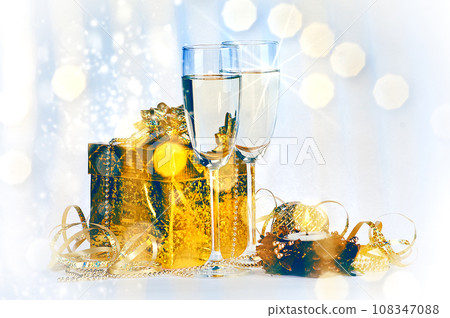 two glasses with decorations two glasses with decorations 108347088