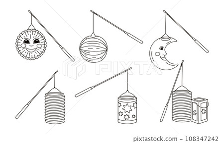 Set of Lanterns for saint martin day or laternenumzug,traditional in Germany 108347242