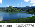 Dam lake of Otani dam, Lake Himesayuri and Morimon mountain massif 108347776