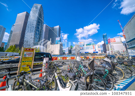 Tokyo cityscape in Japan October. View of Odakyu and Shinjuku Station on-street bicycle parking lots 9, which are undergoing demolition work = 24th Tokyo cityscape in Japan October. View of Odakyu and Shinjuku Station on-street bicycle parking lots 9, which are undergoing demolition work = 24th 108347931