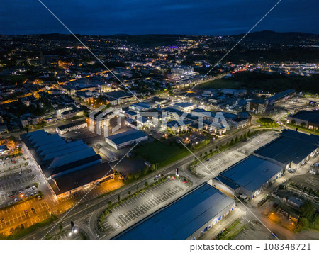 Aerial night view of the Letterkenny, County Donegal, Ireland 108348721