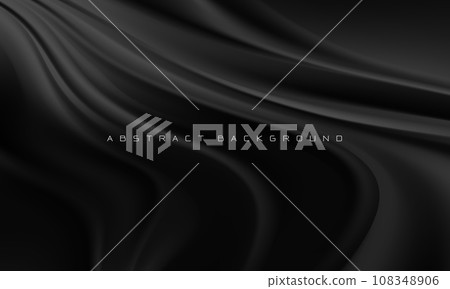 Abstract black fabric wave with blank space luxury background vector 108348906