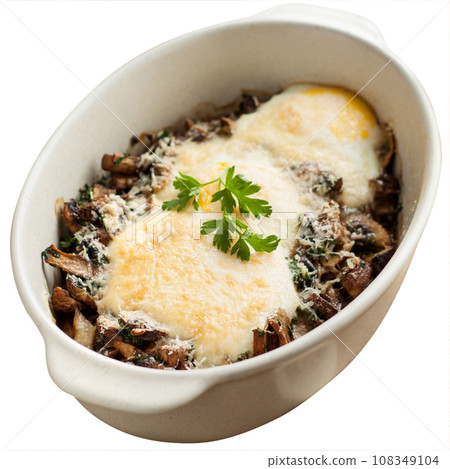 Baked eggs with mushrooms Baked eggs with mushrooms 108349104