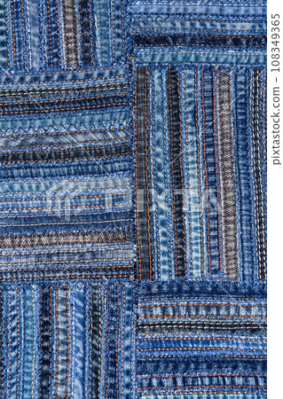 Denim fabric pattern in patchwork style. Denim fabric pattern in patchwork style. 108349365