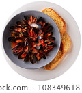 Seafood, mussels with tomato and onion saice 108349618