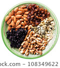 Mix of dried nuts with fruits 108349622